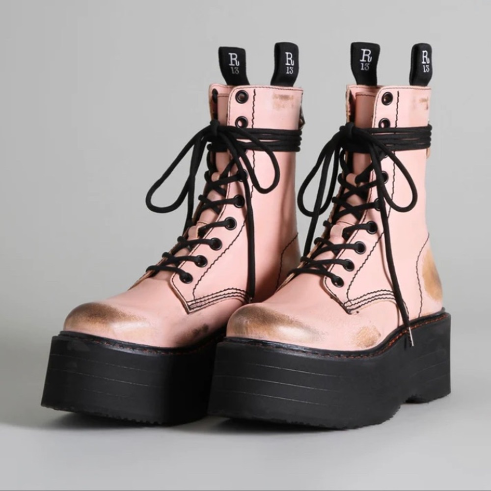 R13 Double Stack Boot - pink. Size 8 IT 38